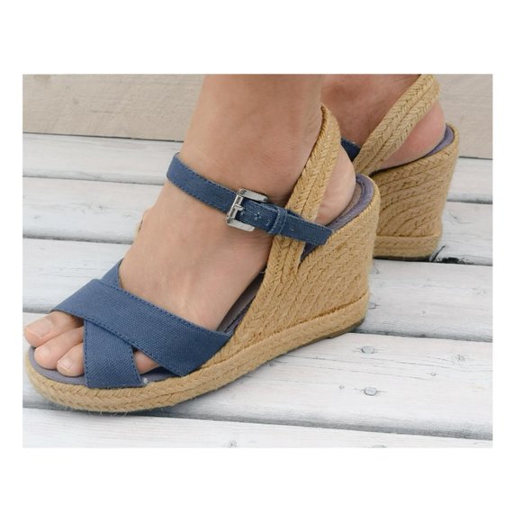 Wedge Espadrille Peep Toe Sandals - Picture 4 of 8